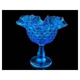 Fenton Colonial Blue Hobnail Pedestal Compote