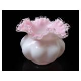 Fenton Peach Crest Melon Squat Vase