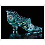 Fenton Aquamarine Ice Blue Glass Slipper