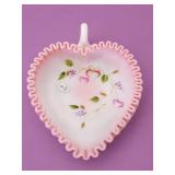 Fenton Rosalene Satin Heart Nappy Dish