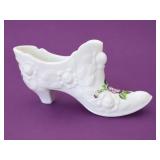 Fenton Art Glass Hand-Painted Pansy Slipper