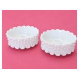 Fenton White Milk Glass Hobnail Candle Holders