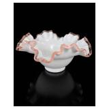 Fenton Art Glass Peach Crest Ruffled Bowl