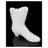 Fenton White Milk Glass Daisy and Button Boot