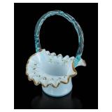 Fenton Art Glass Aqua Crest Miniature Basket