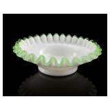 Fenton Art Glass Emerald Crest Ruffled Bowl