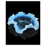 Fenton Blue Opalescent Ruffled Candy Dish