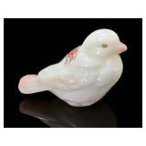 Fenton Burmese Glass Cabbage Rose Bird Figurine