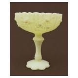 Fenton Lime Green Satin Cabbage Rose Compote