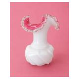 Fenton Peach Crest Swirl Glass Vase