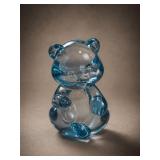 Fenton Art Glass Ice Blue Teddy Bear Figurine