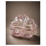 Crate & Barrel Pink Glass Bunny Trinket Box