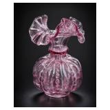 Fenton Art Glass Dusty Rose Melon Vase