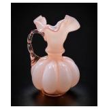 Fenton Rose Overlay Melon Pitcher Vase