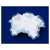 Fenton Aqua Crest Ruffled Glass Bowl