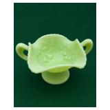 Fenton Lime Green Satin Double-Handled Compte