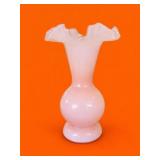 Vintage Fenton Rose Overlay Glass Vase