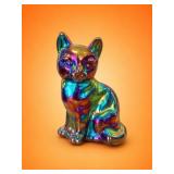 Fenton Iridescent Carnival Glass Cat Figurine