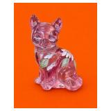 Fenton Rosalene Art Glass Cat Figurine