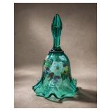 Fenton Art Glass Green Bell, Hand-Painted