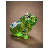 Fenton Green Apple Stretch Glass Perky Pig