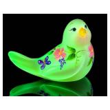 Fenton Hand-Painted Custard Satin Bird