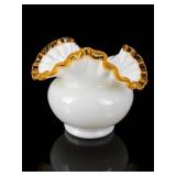 Fenton Art Glass Amber Crest Ruffled Vase