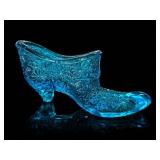 Fenton Art Glass Blue Daisy and Button Shoe