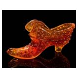 Fenton Amberina Hobnail Glass Slipper Shoe