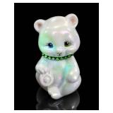 Fenton Art Glass Pearl Sitting Bear Figurine