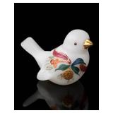 Fenton Hand-Painted Custard Satin Bird