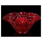 Fenton Art Glass Ruby Red Hobnail Bowl