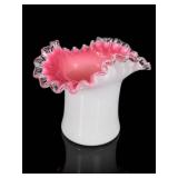 Fenton Silver Crest Pink Ruffled Spittoon