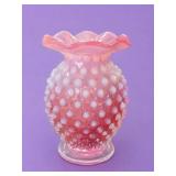Fenton Cranberry Opalescent Hobnail Vase