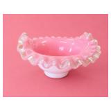 Fenton Peach Crest Ruffled Glass Bowl