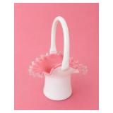 Fenton Peach Crest Miniature Glass Basket