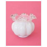 Fenton Peach Crest Melon Rose Bowl Vase