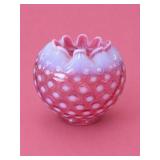 Fenton Cranberry Opalescent Coin Dot Rose Bow