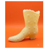 Fenton Custard Satin Glass Victorian Boot