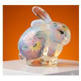 Fenton Hand-Painted Opalescent Chubby Bunny