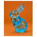 Blue Art Glass Rabbit Figurine