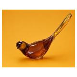 Viking Art Glass Amber Bird Figurine
