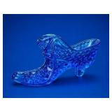 Fenton Colonial Blue Hobnail Cat Head Slipper