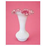 Fenton Peach Crest Melon Vase, 1942-1949