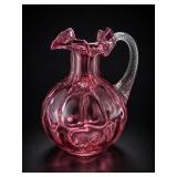 Fenton Cranberry Coin Dot Ruffled Pitcher