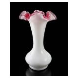 Fenton Peach Crest Hourglass Vase, 1940s-50s