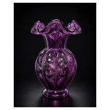 Fenton Amethyst Purple Ruffled Melon Vase
