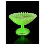 Fenton Satin Glass Hand-Painted Ruffled Comp