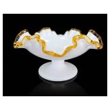 Fenton Amber Crest Pedestal Compote