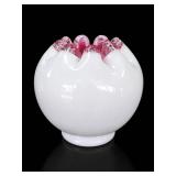 Fenton Peach Crest Ruffled Rose Bowl